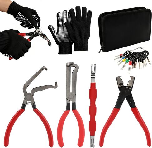 4 Pcs Automotive Electrical Disconnect Pliers,High-Carbon Steel Connector Separator Kit,Straight/60° Pliers,Hose Clamp Plier,Plug Release Tool and Wire Terminal Removal in Storage Box,for Car Truck in Kuwait