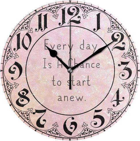 ALAZA Vintage Rose Gold Slogan Round Wall Clock, Silent Non Ticking Oil Painting Home Office School Decorative Clock Art in Saudi Arabia