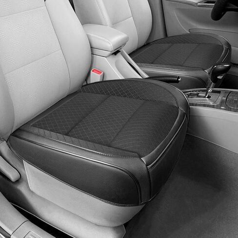 BEITK 2 Pack Ventilated Cooling Bottom Car Seat Covers, 3D Air Mesh Breathable Leather Front Seat Protectors with Storage Pocket, Non-Slip Cool Seat Cushion Universal Fit for Sedan SUV Truck (Black) in Saudi Arabia