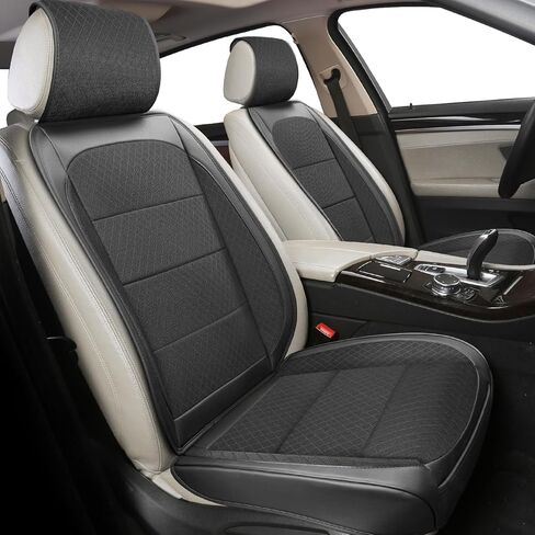BEITK 2 Pack Ventilated Cooling Bottom Car Seat Covers, 3D Air Mesh Breathable Leather Front Seat Protectors with Storage Pocket, Non-Slip Cool Seat Cushion Universal Fit for Sedan SUV Truck (Black) in Saudi Arabia