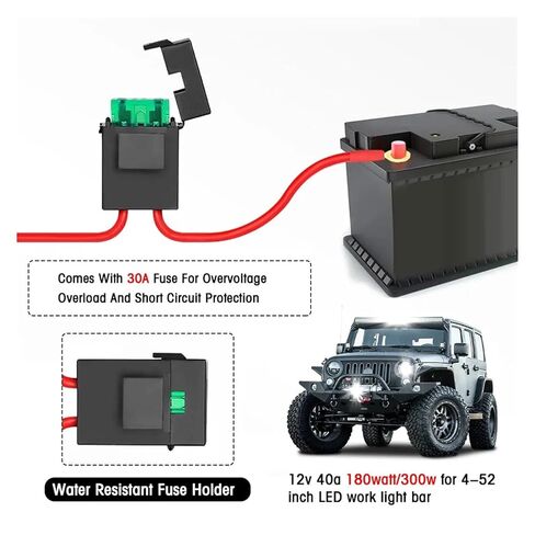 LED Car Headlight Harness Switch Kit Off-Road Vehicle Work Light Relay Cable Wire Compatible for Truck Boat 480W 16V 3m Wire Kit(3m fit 1 B) in Kuwait