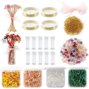 2265pcs Beaded Bouquet Plant Making Kit,DIY Forever Flower with 10 Tiny Vases,Rainy Day Fun Beading Project Supplies for Beginners,Mother's Father's Teacher's Day Craft Gift Decor Greeting Cards in Kuwait