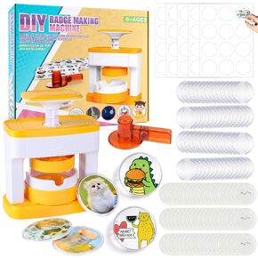 مجموعة ماكينة صنع الدبابيس، ماكينة ضغط صانع الأزرار DIY مع 60 قطعة مجانية 55 مم (2.16 بوصة) أجزاء الأزرار ورق فارغ وقاطع دائرة، مجموعة أدوات صنع الدبابيس بالضغط على القاطع، خالية من التثبيت in Kuwait