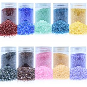 TWINKLING زجاج مطحون عالي اللمعان، مجموعة قطع لامعة من الزجاج المكسور مكونة من 3 قطع، رقائق أحجار كريمة زجاجية متناثرة لفن الراتنج المصنوعات اليدوية الإيبوكسي، فن الأظافر، طلاء الجيود، صناعة المجوهرات، 2-4 مم، 1 رطل (بنفسجي) in Kuwait