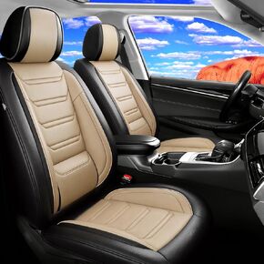 أغطية مقاعد السيارة Fit RAV4 لسيارة Toyota RAV 4 2013-2026 /RAV4 Hybrid - جلد ممتاز بتغطية كاملة، متوافق مع الوسادة الهوائية، واقي وسادة مقعد مقاوم للماء وفي جميع الأحوال الجوية، مجموعة كاملة، أسود in Kuwait