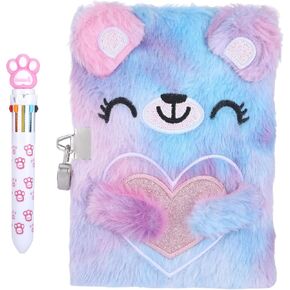 Bear Diary for Girls with lock and keys, Kids Travel Journal Set with Multi-colored Pens for Writing and Drawing, Birthday Gifts for 6 Year Old Girl（Pink） in Saudi Arabia