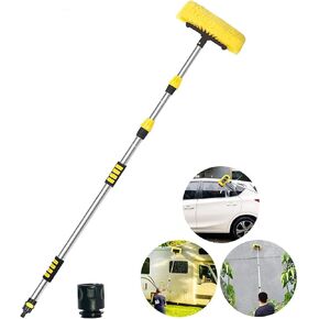 Buyplus 5-12 Foot (20 ft Reach) Car Wash Brush with 12-Inch Soft Bristle, On/Off Switch Telescopic Car Truck Boat Washing Brush with Hose Attachment for Cleaning RVs, House Siding, Floors and More! in Saudi Arabia