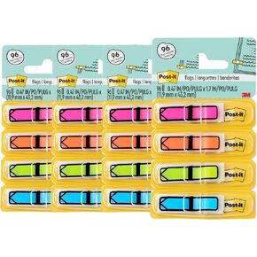 أعلام أسهم Post-it، ألوان زاهية متنوعة، 0.47 بوصة × 1.7 بوصة، 16 موزعًا، إجمالي 384 علمًا، علامات صفحات لاصقة قابلة للإزالة للمخططين والمجلات والتقويمات والمستندات in Kuwait