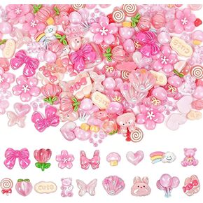 80 جهاز كمبيوتر شخصى من الراتنج الوردي الوحل سحر لطيف Kawaii فلاتباك سحر القلب زهرة الانحناء الفاكهة فلاتباك الملحقات السائبة للمجوهرات حالة الهاتف المحمول سكرابوكينغ عقال DIY الحرفية صنع in Kuwait