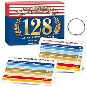 Tarjetas de Ciudadanía 2026 (Inglés y Español): 128 Preguntas y Respuestas Oficiales USCIS مع Anillo Metálico، بطاقات فلاش اختبار المواطنة الأمريكية (الإسبانية) in Kuwait