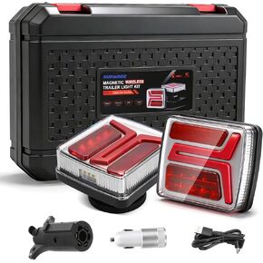SUPAREE Wireless Magnetic Trailer Tail Lights Kit, LED Rechargeable Tow Light with 7-Way Transmitter, Waterproof Towing Lights for Truck, Trailer, RV, Boat, Camper, Caravan in Kuwait