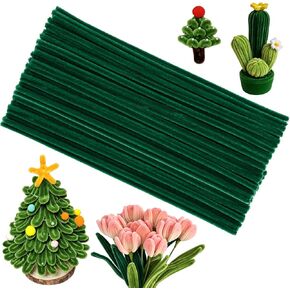 200 Pcs Green Pipe Cleaners, Chenille Stems Fuzzy Sticks, Thick Green Pipe Cleaners Craft Bulk for Making Flowers Animals Arts Craft Home DIY Mother's Day Decorations Creative School Projects in Saudi Arabia