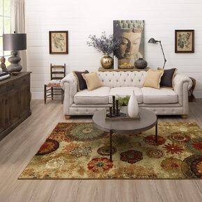 Mohawk Home Caravan Ornamental Floral Medallion 2' x 8' Area Rug - Orange - Perfect for Living Room, Dining Room, Office in Kuwait