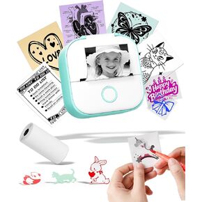 Memoking Mini Sticker Printer - T02 Thermal Printer Portable Label Maker Bluetooth Photo Printer Print Pods Inkless Sticker Maker for Kids Sticker Box, Smart AI APP, for Gifts, Study Note, Journal,DIY in Saudi Arabia