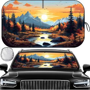 Fauson Car Windshield Sun Shade for Sedans, SUVs & Trucks Reflective UV Block Sunshade Visor Shield Foldable with Storage Bag Blocks Sun Heat to Keep Car Interior Cool, Front Window - L 57 x 32 W in Kuwait