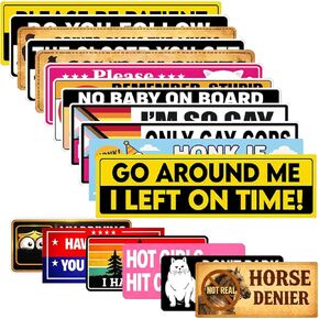 18Pcs Funny Bumper Stickers for Cars, Waterproof UV Resistant Vinyl Decals, Colorful Meme Quote Stickers for Trucks, GO Around ME-Please BE Patient-DO You-HONK IF-Cowboy Bumper Sticker in Kuwait