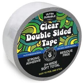 HIPPIE CRAFTER Clear Double Sided Tape, 2 Inch Wide Heavy-Duty Adhesive, Removable Mounting Tape for Posters, Carpets, Wall-Safe Use, Crafts, 90 Feet Long in Saudi Arabia