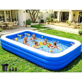Large Inflatable Pool - 130"×72"×22" Blow Up Pool for Adults and Childrens with Electric Pump, Swimming Pool for Backyard, Summer Water Party, Outdoor, Garden in Kuwait