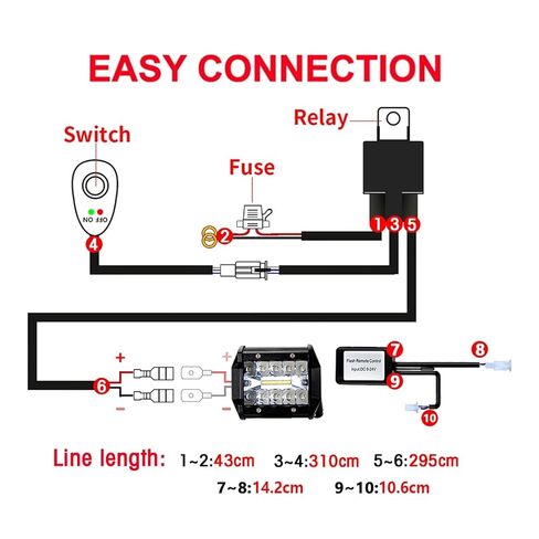 LED Car Headlight Harness Switch Kit Off-Road Vehicle Work Light Relay Cable Wire Compatible for Truck Boat 480W 16V 3m Wire Kit(3m fit 1 B) in Kuwait
