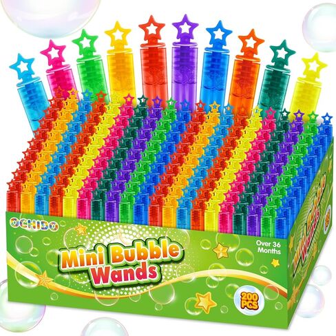 OCHIDO 200 Pieces Mini Bubble Wands in 10 Colors, Bubbles Party Favors for Kids, Bubble Wands Bulk for Summer Toys Gift, Indoor Outdoor Activity, Themed Birthday, Wedding, Goodie Bags Stuffers in Kuwait