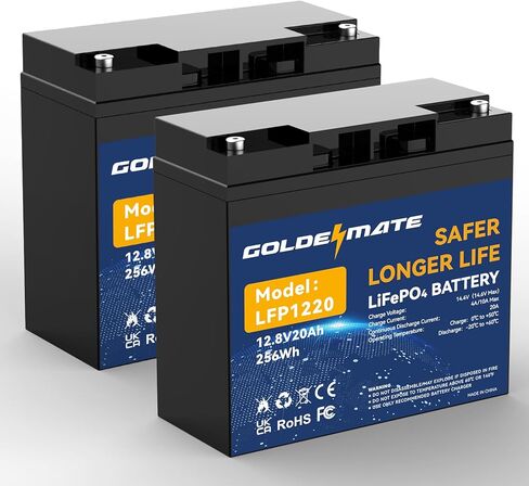 بطارية ليثيوم GOLDENMATE 12V 10Ah LiFePO4 (عبوتين)، أكثر من 5000 دورة عميقة، بطارية ليثيوم فوسفات الحديد، BMS مدمج، مثالية لعجلات الطاقة، الطاقة الشمسية، البحرية، مكتشف الأسماك، لعبة الركوب in Kuwait