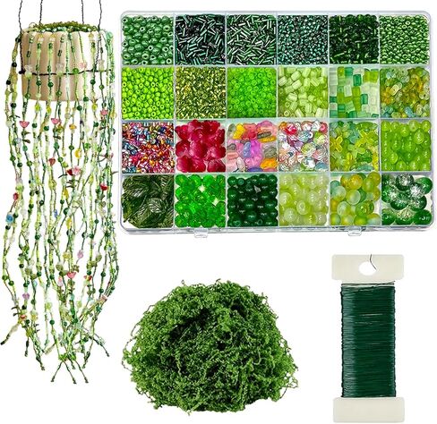 مجموعة نباتات مطرزة بالزجاج الأخضر من Lyukii، خرز أوراق كريستال DIY لصنع المجوهرات والحرف النباتية، هدية فريدة لمحبي النباتات in Kuwait