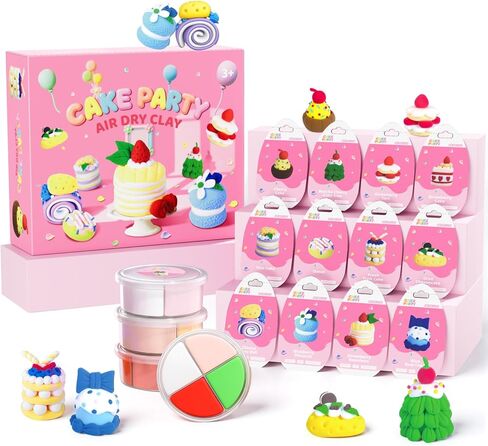 Air Dry Clay Kits for Kids - hittaty Cake Themed Model Magic Clay, 12 Boxes Molding Clay for Kids with Sculpting Tools and Tutorials, Safe, Soft & Non-Sticky DIY Arts and Crafts Gift for Boys & Girls in Kuwait
