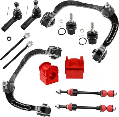 14PC Front Suspension Control Arm Kit for Ford F-150 2WD 2015-2020, Upper Control Arms, Ball Joints, Tie Rods, Sway Bar Links, CODE RED Bracket & Hardware, Bushings Made In USA in Kuwait
