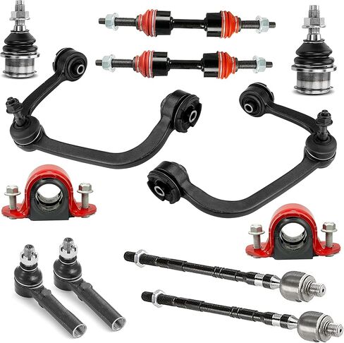 14PC Front Suspension Control Arm Kit for Ford F-150 2WD 2015-2020, Upper Control Arms, Ball Joints, Tie Rods, Sway Bar Links, CODE RED Bracket & Hardware, Bushings Made In USA in Saudi Arabia