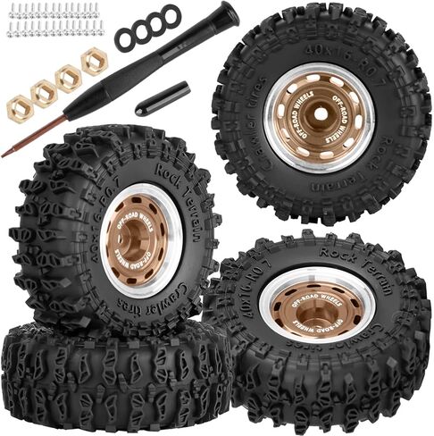 for 1/32 1/30 Axia 1 SCX30 Red cat Ascent-32,Aluminum 0.7 Beadlock Wheel Tires Hub Rim 4PCS 0.7" Beadlock Heavy Duty Rim RC Wheel RC Tires,Bronze in Kuwait