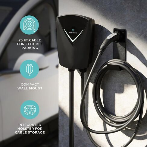 شاحن ليكترون تيسلا NACS المستوى 2 EV، معتمد من UL2594 (مدرج في قائمة ETL)، محطة شحن Nexus 40A 240V، كابل 23 قدم وحامل Tesla، مقبس NEMA 14-50، متوافق مع طراز Tesla S/3/X/Y وNACS (J3400) in Kuwait