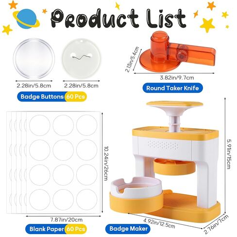 Pin Maker Machine Kit, DIY Badge Button Maker Press Machine with Free 60 Pcs 55 mm (2.16 inch) Button Parts Blank Paper & Circle Cutter, Punch Press Pin Making kit Cutter Present Installation-Free in Kuwait