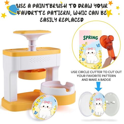 Pin Maker Machine Kit, DIY Badge Button Maker Press Machine with Free 60 Pcs 55 mm (2.16 inch) Button Parts Blank Paper & Circle Cutter, Punch Press Pin Making kit Cutter Present Installation-Free in Kuwait
