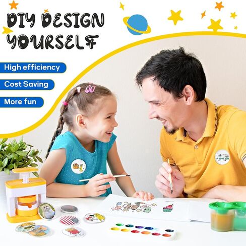 Pin Maker Machine Kit, DIY Badge Button Maker Press Machine with Free 60 Pcs 55 mm (2.16 inch) Button Parts Blank Paper & Circle Cutter, Punch Press Pin Making kit Cutter Present Installation-Free in Kuwait