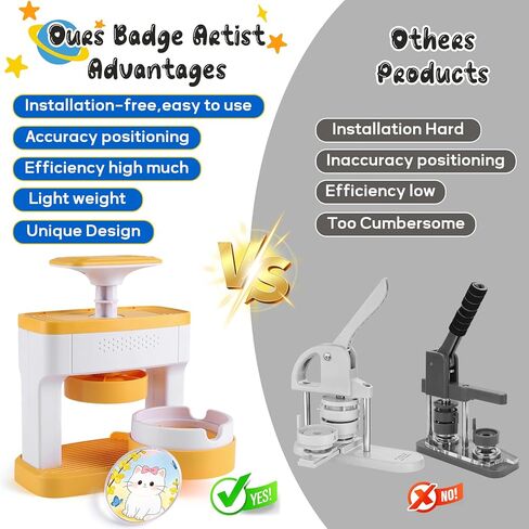 Pin Maker Machine Kit, DIY Badge Button Maker Press Machine with Free 60 Pcs 55 mm (2.16 inch) Button Parts Blank Paper & Circle Cutter, Punch Press Pin Making kit Cutter Present Installation-Free in Kuwait