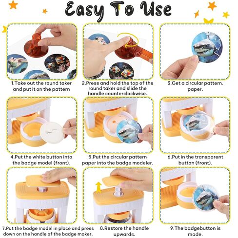 Pin Maker Machine Kit, DIY Badge Button Maker Press Machine with Free 60 Pcs 55 mm (2.16 inch) Button Parts Blank Paper & Circle Cutter, Punch Press Pin Making kit Cutter Present Installation-Free in Kuwait