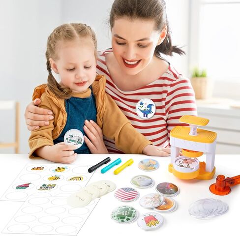 Pin Maker Machine Kit, DIY Badge Button Maker Press Machine with Free 60 Pcs 55 mm (2.16 inch) Button Parts Blank Paper & Circle Cutter, Punch Press Pin Making kit Cutter Present Installation-Free in Kuwait