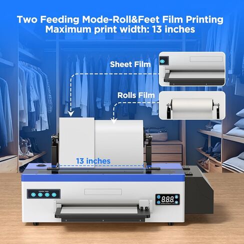 طابعة PUNEHOD A3 DTF R1390، مباشرة إلى آلة الفيلم مع نظام تداول الحبر الأبيض، عرض 13 بوصة، طباعة نافثة للحبر ملونة، برنامج أمان، اتصال USB، للملابس المخصصة والأقمشة المتعددة in Kuwait