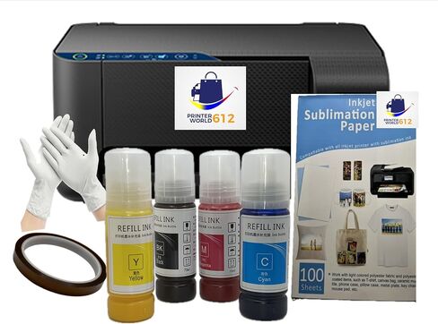 A4 Sublimation Printer for Clothes, T-Shirt Transfer Printing Machine, Direct to Film Printer. 4 Sublimation Ink Set: C/M/Y/B, Printing Paper,Tape Heat. Printers New in Kuwait