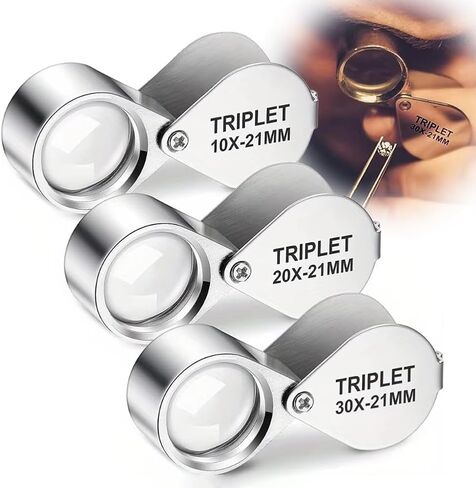 3pcs Jewelers Eye Loupe Set 10X 20X 30X Magnifying Glass Small Jewelry Eye Loop for Jewelers, Gems, Diamonds, Plants, Coins in Kuwait