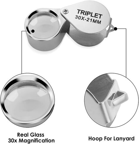 3pcs Jewelers Eye Loupe Set 10X 20X 30X Magnifying Glass Small Jewelry Eye Loop for Jewelers, Gems, Diamonds, Plants, Coins in Kuwait