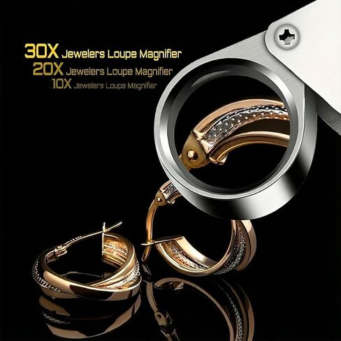 3pcs Jewelers Eye Loupe Set 10X 20X 30X Magnifying Glass Small Jewelry Eye Loop for Jewelers, Gems, Diamonds, Plants, Coins in Kuwait