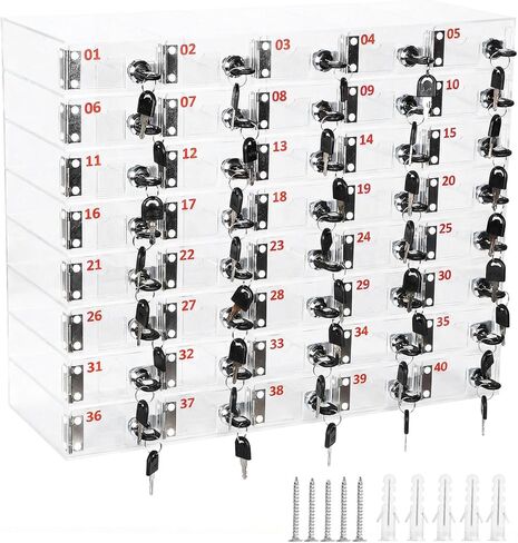 40 Slot Cell Phone Locker with Lock & Keys, Wall Mounted Mobile Phone Storage Organizer Cabinet for Classroom, School, Office, Gym & Employee Use in Kuwait