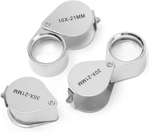 3pcs Jewelers Eye Loupe Set 10X 20X 30X Magnifying Glass Small Jewelry Eye Loop for Jewelers, Gems, Diamonds, Plants, Coins in Kuwait