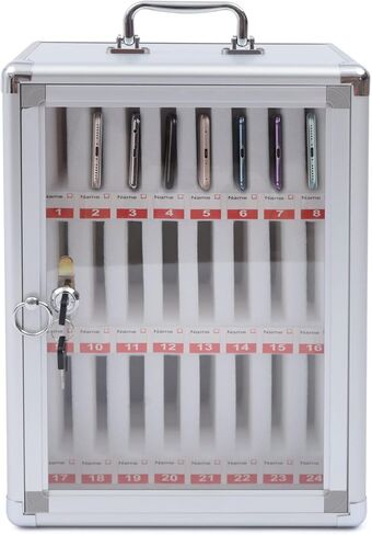 Mobile Phone Storage Box with Safety Lock, Cell Phones Storage Cabinet Wall-Mounted Cell Phone Storage Box Desktop Cell Phones Holder for Home Office Classroom School Study Room (24 Slots Style A) in Kuwait