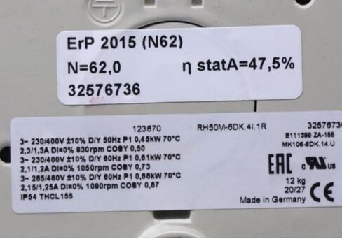 RH50M-6DK.4I.1R 230/400V 2.3/1.3A 0.45/0.61KW 930/1050RPM مروحة تبريد 500 مم in Kuwait