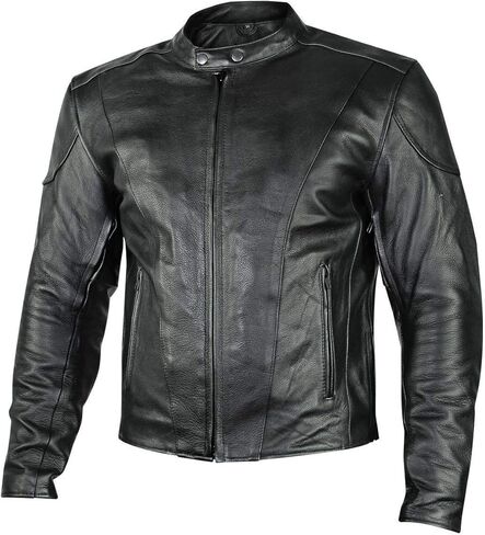 Milwaukee Leather LKM17003 Men's Premium Black Leather Motorcycle Riders Jacket with CE Armor Protecion - 5X-Large in Kuwait