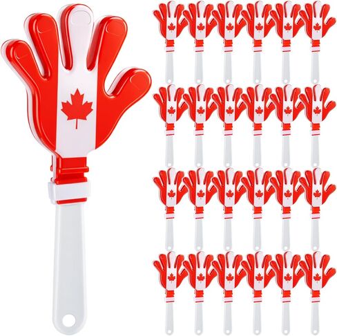 Civaner 24 Pcs Canadian Flag Hand Clappers Canada Toys 7.5 Inch Plastic Patriotic Noisemakers for 2026 Sports Events, Independence Day Celebrations, Red White Canadian Party Favors Gifts Supplies in Saudi Arabia
