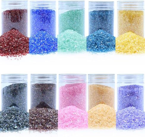 TWINKLING High Luster Crushed Glass, Broken Glass Glitter Pieces Set of 3, Shattered Glass Gems Chips for Resin Art DIY Epoxy Crafts, Nail Art, Geode Painting, Jewelry Making, 2-4mm, 1LB (Violet) in Kuwait