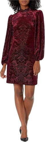 Vince Camuto Women's Velvet Burnout Shift Dress with Voluminous Sleeves in Saudi Arabia